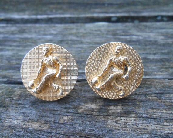 Vintage  Bowling Gold Cufflinks. 1980s Gold Toned… - image 1