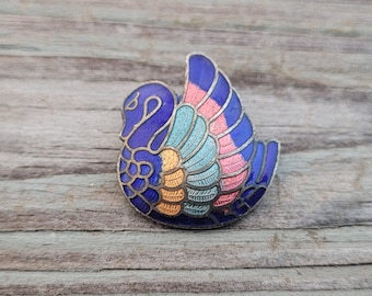 Vintage Swan Pin. Cloisonne. Gift For Mom, Girls,  Anniversary, Christmas, Birthday, Mother's Day.