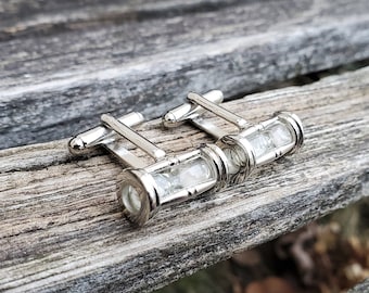 Vintage Hourglass Cufflinks. Gift For Dad, Groom, Groomsmen, Wedding, Anniversary, Christmas, Birthday, Father&#39;s Day.