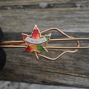 Vintage Edmonton Tie Clip, Canada, Maple Leaf. Gift, Wedding, Anniversary, Birthday, Groom.