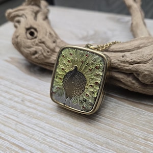 Vintage Peacock Music Box Necklace . Plays Fur Elise. Gift for Mom