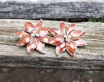 Vintage Blumen-Brosche, Cloisonne. Geschenk für Mutter, Jahrestag, Geburtstag. Weihnachtsstern