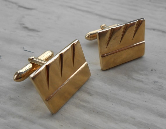 Vintage Gold Cufflinks. Gift For Dad, Anniversary, Birthday, Groom, Men