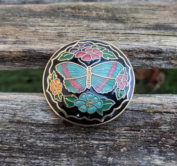 Vintage Butterfly Belt Buckle, Bolo Clip. Cloisonne. Scarf 