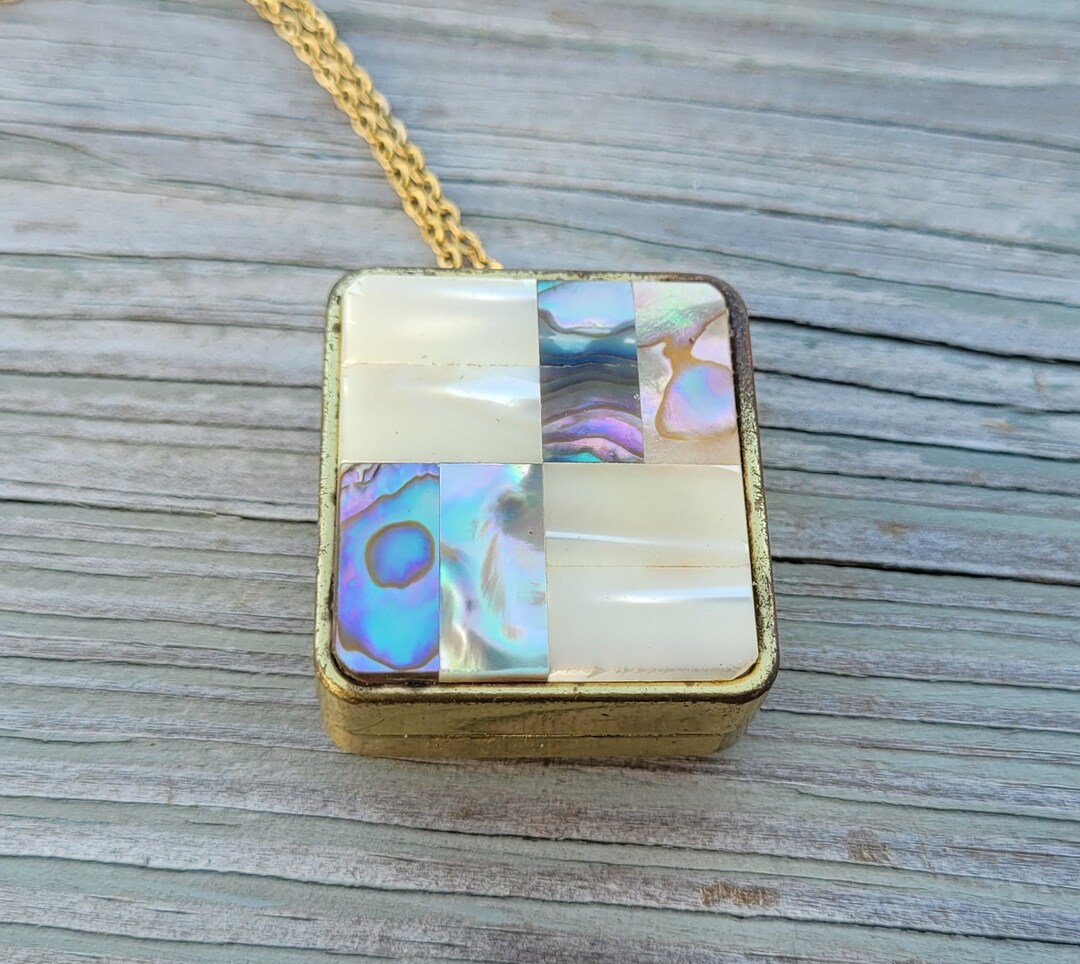 Vintage Music Box Pendant. Mother of Pearl, Abalone. Gift for Mom