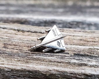 Vintage Military Fighter Jet Pin. Airplane Pin. Gift Dad, Anniversary, Birthday, Christmas. Pilot. USAF