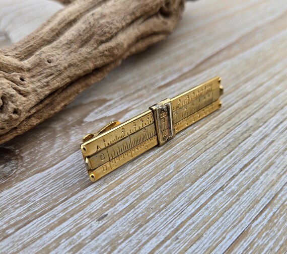 Vintage Slide Rule Tie Clip. Gift For Groomsmen, Groom, Dad, Wedding, Anniversary, Christmas, Birthday, Father's Day. View 6