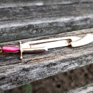 Vintage Sword Tie Clip. Pink & Gold. Great Gift for Dads, Groomsmen, Anniversary, Birthday