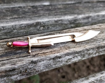 Vintage Sword Tie Clip. Pink & Gold. Great Gift for Dads, Groomsmen, Anniversary, Birthday