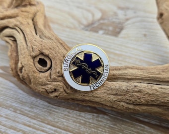 Vintage Surgical Technician Pin. Rod Of Asclepius Pin. Medical Pin. Enamel