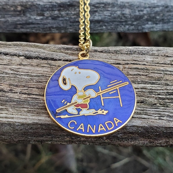 Vintage Snoopy Necklace. Pole Vault, 1988 Olympics. Snoopy Pendant. Gift For Anniversary, Birthday, Kids, Boys, Girls. Calgary Canada