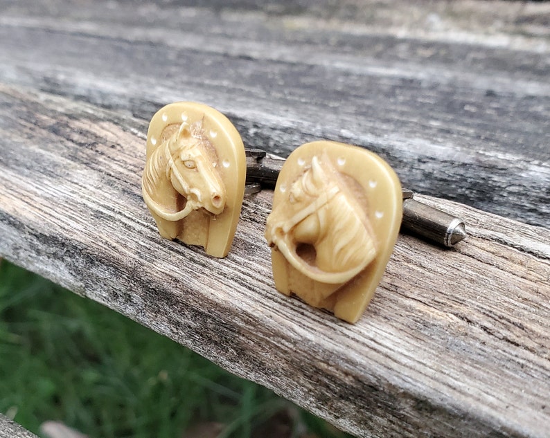 Vintage Carved Horse Cufflinks Equestrian Gift. Groomsmen Gift Groom Gift Sterling Silver Birthday Anniversary Gift For Dad