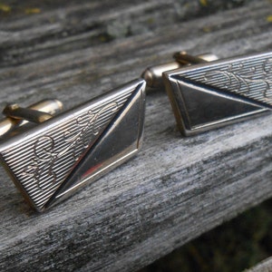 Vintage Engraved Cufflinks. Gift For Dad, Groom, Groomsmen, Anniversary, Birthday