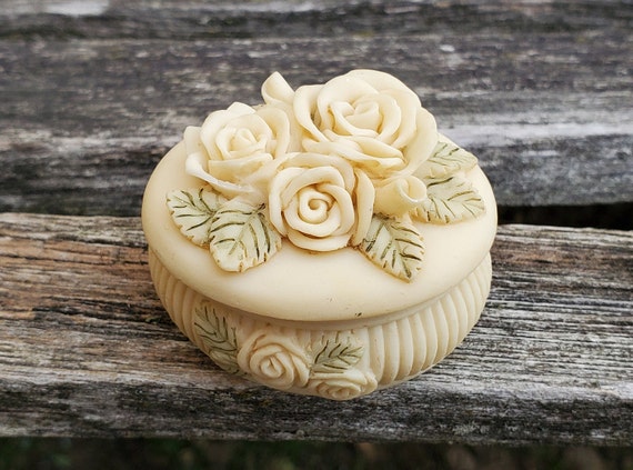 Earring Box Gift For Mom Gift For Her Vintage Floral Trinket Box Pill Box.