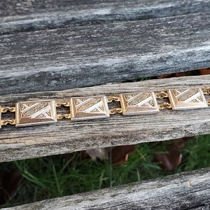 Vintage Damascene Bracelet. Gift For Mom, Anniversary, Birthday, Christmas, Mother's Day.