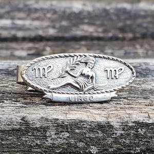 Vintage Virgo Tie Clip. Maiden. Gift for Men, Dad, Groom, Groomsmen, Wedding, Anniversary, Birthday
