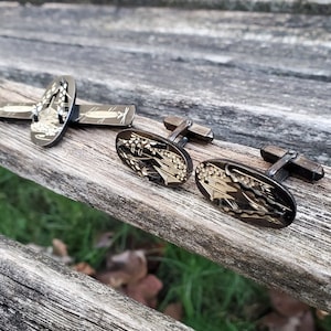 Vintage Japanese Sandal Cufflinks & Tie Clip. Sterling Silver. Gift For Anniversary, Birthday, Christmas. Geta, Zori