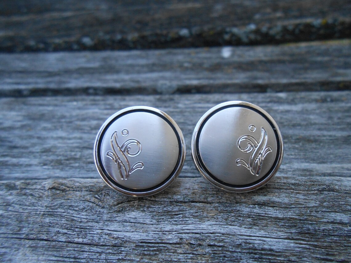 Vintage Silver Engraved Cufflinks. Gift For Groomsmen Groom Etsy