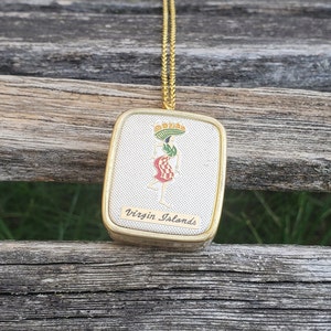 Vintage Music Box Pendant. Virgin Islands.  Gift For Mom, Birthday, Anniversary, Christmas.
