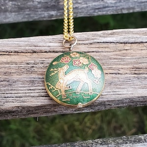 Vintage Deer Necklace. Cloisonne. Gift For Mom, Girls,  Anniversary, Christmas, Birthday, Mother&#39;s Day. Deer Pendant