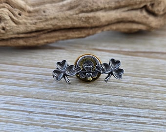 Vintage Clover & Claddagh Pin. St. Patrick's Day, Anniversary, Love, Loyalty. Friendship. Gift For Her. Claddagh Brooch. Ireland Pin