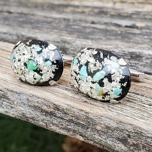 Vintage Silver & Turquoise Cufflinks. Gift For Groomsmen, Groom, Dad, Wedding, Anniversary, Christmas, Birthday, Father&#39;s Day.