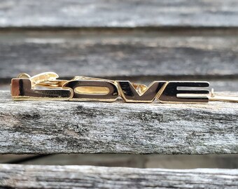 Vintage LOVE Tie Clip. Gift For Groom, Wedding, Birthday, Anniversary, Christmas. Valentine's Day Gift. Gift For Him