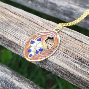 Vintage Cloisonne Flower Necklace. Gift For Mom, Bride, Bridesmaid, Wedding, Anniversary, Christmas, Birthday, Mother&#39;s Day. Daffodil