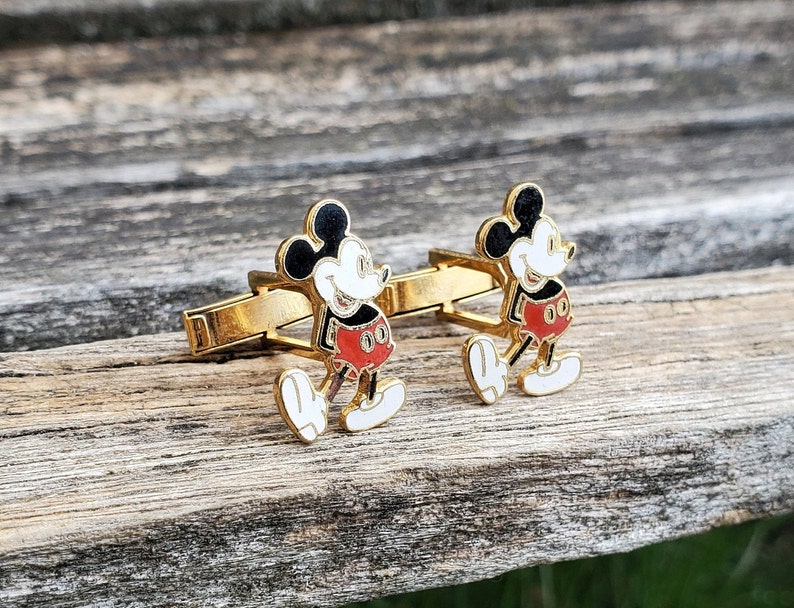 Wedding Groomsmen Vintage Mickey Mouse Cufflinks Groom Birthday Gift For Dad Anniversary Christmas.