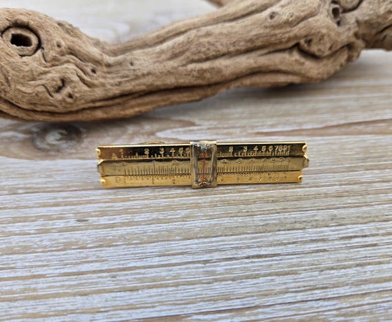 Vintage Slide Rule Tie Clip. Gift For Groomsmen, Groom, Dad, Wedding, Anniversary, Christmas, Birthday, Father's Day. View 2