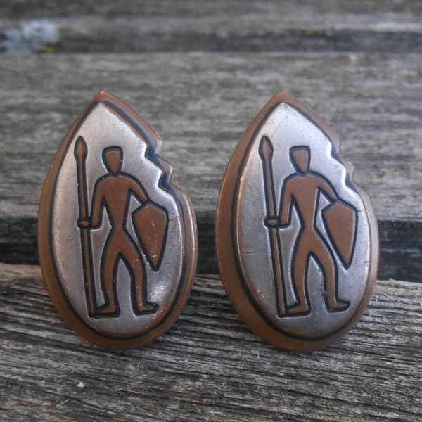 Vintage Native American Cufflinks. Copper & Silver. Gift For Groomsmen, Groom, Dad, Husband, Anniversary, Wedding, Birthday. Tribe, Tribal