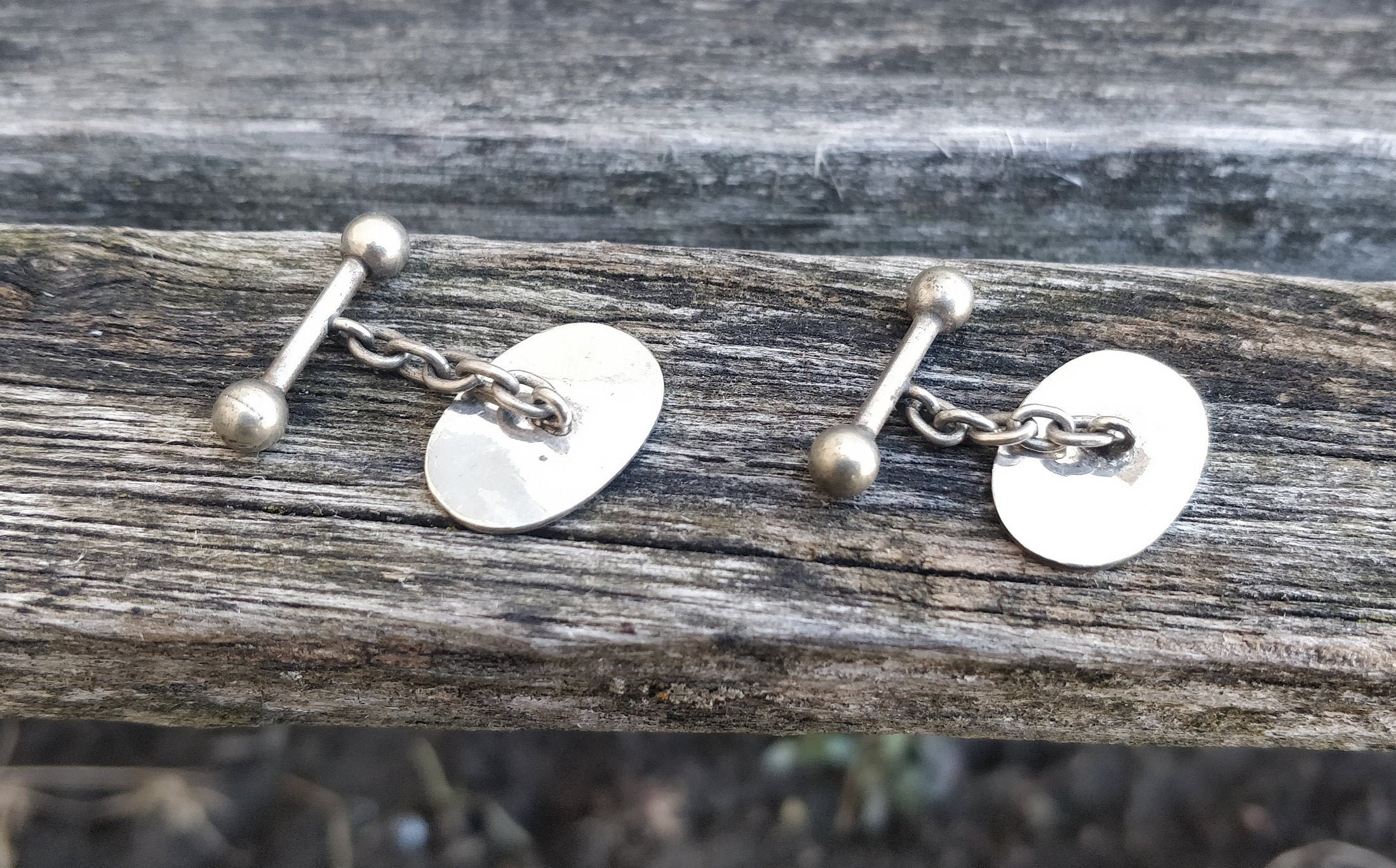 Boutons De Manchettes Anciens Chinois En Argent Sterling - Cufflinks Vintage - Occasion En Bon état