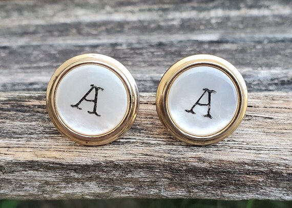 Vintage Monogram A Cufflinks Gift For Dad Groom Groomsmen Etsy