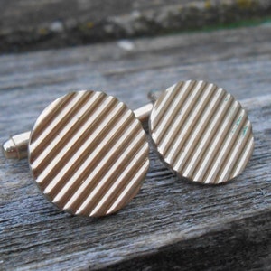 Vintage Gold Cufflinks. Anniversary, Groom, Birthday, Wedding, Groomsmen Gift.