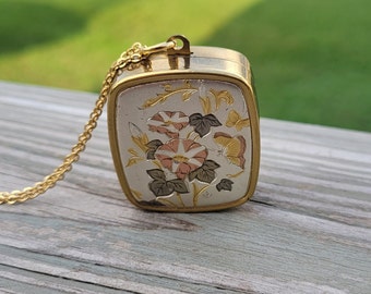 Vintage Music Box Pendant. Plays Yesterday. Gift For Mom, Birthday, Anniversary, Christmas Gift, Mother's Day. Petunias, Butterfly