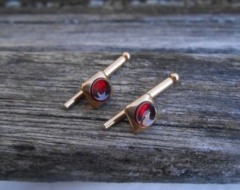 Vintage Red Shirt Studs. Gift For Dad, Groom, Groomsmen, Wedding, Anniversary, Birthday, Christmas, Father's Day.