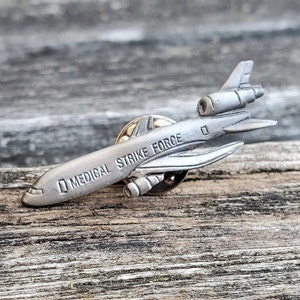 Vintage Airplane Pin. Medical Strike Force. DC-10. Gift For Collector, Anniversary, Christmas, Father&#39;s Day.