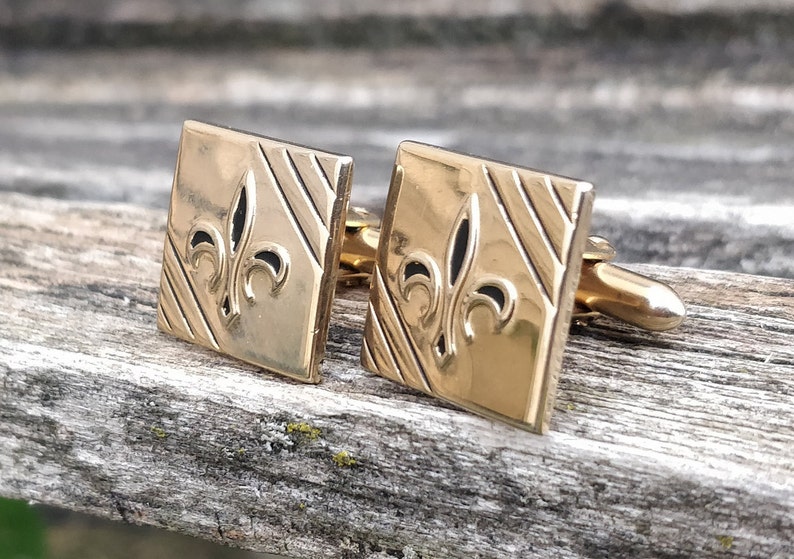 Father/'s Day. Christmas Birthday Groom Groomsmen Gift For Dad Vintage Fleur de Lis Cufflinks Wedding Anniversary
