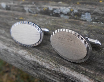 Vintage Brushed Silver Cufflinks. Gift for Men, Dad, Groom, Groomsmen, Wedding, Birthday, Graduation