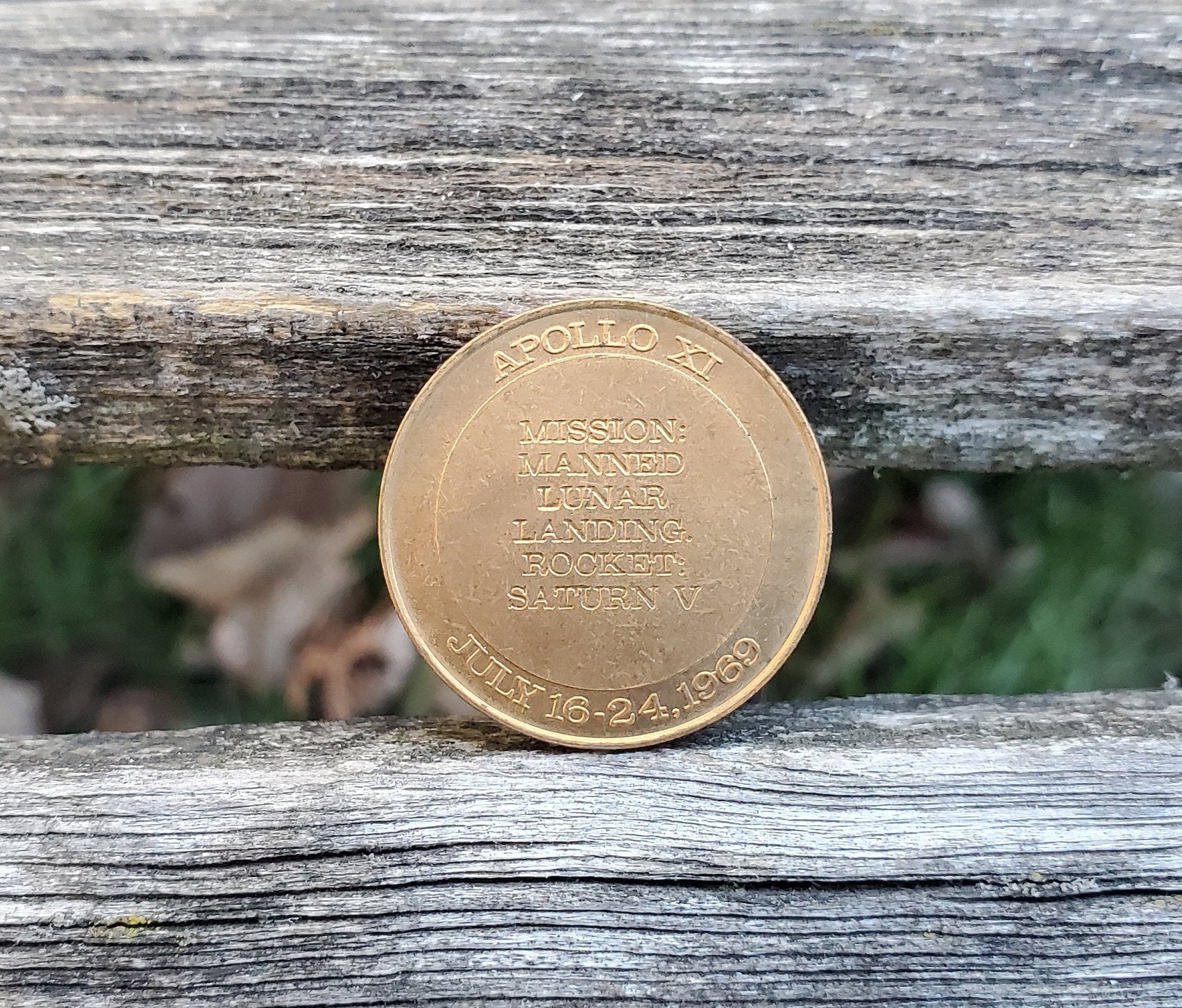 ヴィンテージのアポロ11号コイン。月面着陸コイン。アメリカ