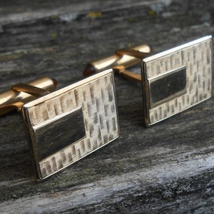 Vintage Gold Cufflinks. Gift For Men, Dad, Groomsmen, Groom, Anniversary, Birthday.