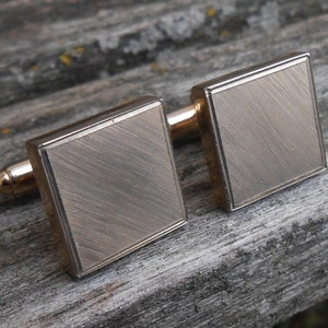 Vintage Gold Cufflinks. Crosshatch. Gift for Men, Dad, Groom, Groomsmen, Anniversary, Birthday