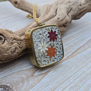 Vintage Flower Music Box Pendant. Love Story. Gift For Mom, Birthday, Anniversary, Christmas Gift.