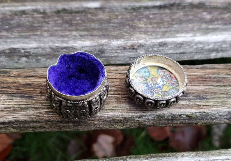 Earring Box Gift For Mom Gift For Her Vintage Floral Trinket Box Pill Box.