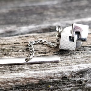 Vintage Silver Tie Tack. Gift For Dad, Groom, Anniversary, Birthday
