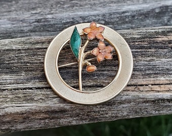 Vintage Flower Brooch. Orange Flower Pin. Anniversary, Mom, Birthday, Gift For Her