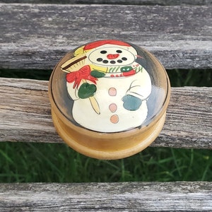Vintage Snowman Trinket Box. Wood Trinket Box. Jewelry Box. Gift For Her, Gift For Mom.