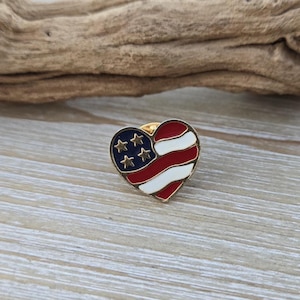 Vintage Heart Flag Pin. Avon Pin. Gift For Mom, Gift For Her, Independence Day, Anniversary, Christmas, USA Flag Pin
