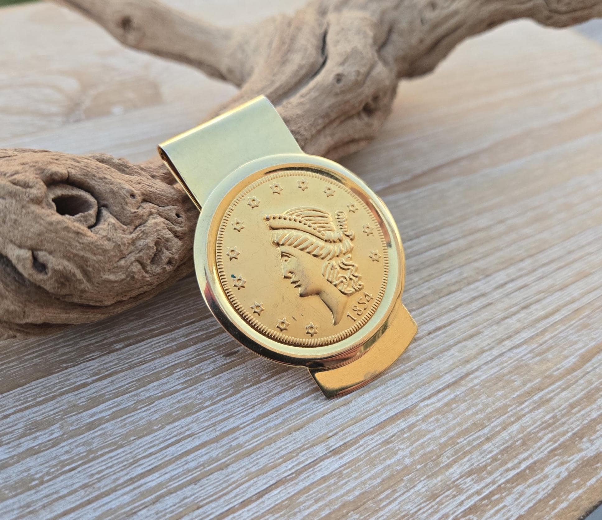 Vintage Faux 1854 Liberty Coin Money Clip. Gift for Him, Gift for