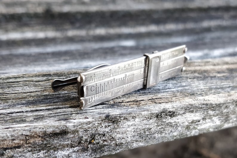 Dad Vintage Sterling Silver Slide Rule Tie Clip Gift For Groomsmen Christmas Father/'s Day. Wedding Birthday Anniversary Groom